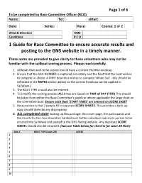 1 Guide for Race Committee to Ensure Accurate Results and Posting to the GNS Website in a Timely Manner