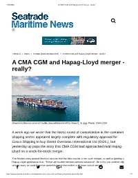 A CMA CGM and Hapag-Lloyd Merger - Really?
