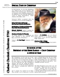 Chabad Chodesh Cheshvan 5780 Cheshvan Chodesh Chabad CONGREGATION LEVI YI (Continued on Page 5 "...The Day of the Passing of the "On Shabbos," R
