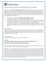 Florence House Part Time Caseworker (1St Shift)