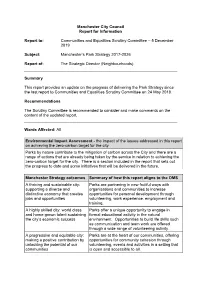 Manchester City Council Report for Information Report To