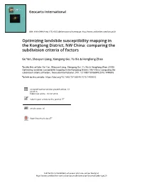 Optimizing Landslide Susceptibility Mapping in the Kongtong District, NW China: Comparing the Subdivision Criteria of Factors