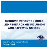 Outcome Report on Child Led Research on Inclusion and Safety in School