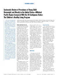 Systematic Review of Prevalence of Young Child Overweight And