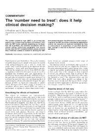 The 'Number Need to Treat': Does It Help Clinical Decision Making?