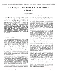 An Analysis of the Nexus of Existentialism in Education