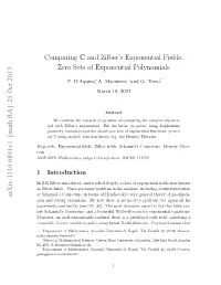 Comparing C and Zilber Exponential Fields, Zero Sets of Exponential