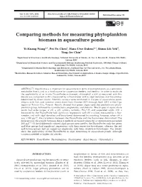 Comparing Methods for Measuring Phytoplankton Biomass in Aquaculture Ponds