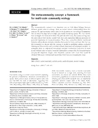 The Metacommunity Concept: a Framework for Multi-Scale Community Ecology