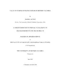 Value of Pumped Storage in British Columbia