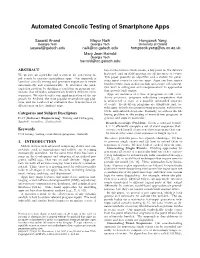 Automated Concolic Testing of Smartphone Apps