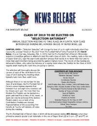 Class of 2019 to Be Elected on “Selection Saturday”