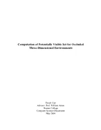 Computation of Potentially Visible Set for Occluded Three-Dimensional Environments