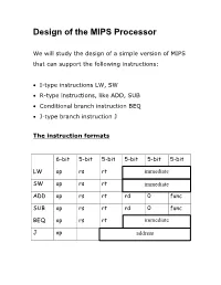 Design of the MIPS Processor