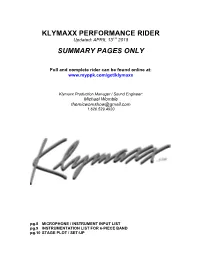 Klymaxx.Com Performance Rider Summary APR2018