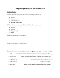 Beginning Computer Basics Practice