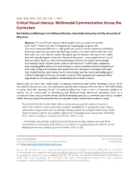 Critical Visual Literacy: Multimodal Communication Across the Curriculum