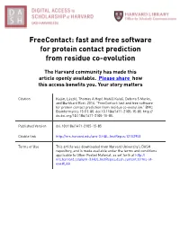 Fast and Free Software for Protein Contact Prediction from Residue Co-Evolution