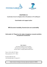 GRAPHENE-CA Coordination and Support Action WP2 Economic