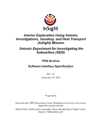 Insight SEIS Software Interface Specification September 29, 2020