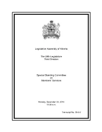 Legislative Assembly of Alberta the 28Th Legislature Third Session