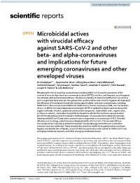 Microbicidal Actives with Virucidal Efficacy Against SARS-Cov