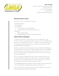 Resume Structure Executive Summary