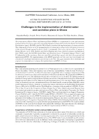 Challenges in the Implementation of District Water and Sanitation Plans in Ghana
