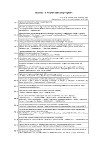 ISAM2016 Poster Session Program