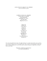 LIMITATION of LIABILITY of CARRIERS by SEA and by LAND ALBERT G. DUGAN, JR., ESQUIRE COZEN and O'connor 1900 Market Street