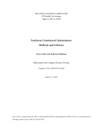 Nonlinear Constrained Optimization: Methods and Software