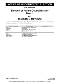 Notice of Uncontested Election