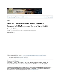 UNCITRAL Considers Electronic Reverse Auctions, As Comparative Public Procurement Comes of Age in the U.S