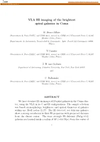 VLA HI Imaging of the Brightest Spiral Galaxies in Coma