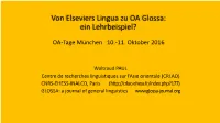 Von Elseviers Lingua Zu OA Glossa: Ein Lehrbeispiel?