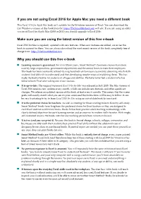 Excel 2016 for Apple Mac You Need a Different Book