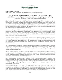 Fletcher Business Group Acquires Atlas Saw & Tool