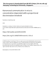 Kairomonal Communication in Mice Is Concentration‑Dependent with a Proportional Discrimination Threshold