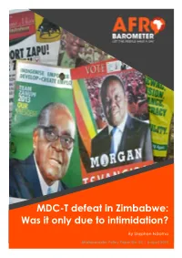 MDC-T Defeat in Zimbabwe: Was It Only Due to Intimidation?