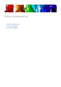 Oxides: Naming and Use