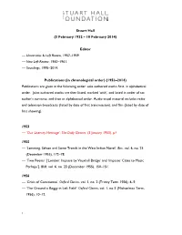 Stuart Hall Bibliography 27-02-2018