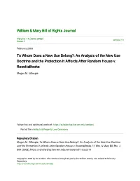 To Whom Does a New Use Belong?: an Analysis of the New Use Doctrine and the Protection It Affords After Random House V