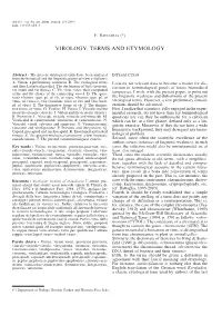 Virology: Terms and Etymology
