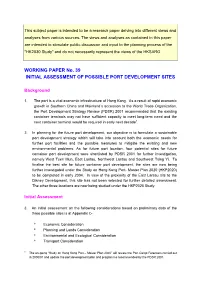 WORKING PAPER No. 39 INITIAL ASSESSMENT of POSSIBLE PORT DEVELOPMENT SITES