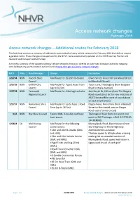 Access Network Changes February 2018