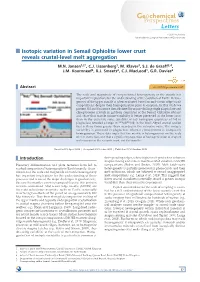 Isotopic Variation in Semail Ophiolite Lower Crust Reveals Crustal-Level Melt Aggregation