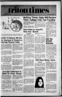 Mcelroy Thinks State Will Restore Third College Unit Two Funding