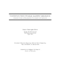 Continuous Wave Nuclear Magnetic Resonance: Estimation of Spin-System Properties from Steady-State Trajectories