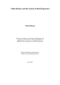 Gilles Deleuze and the Genesis of Real Experience