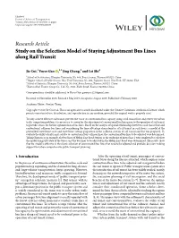 Research Article Study on the Selection Model of Staying Adjustment Bus Lines Along Rail Transit